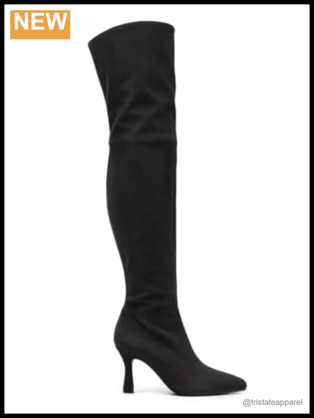 Coutgo Faux Suede Over The Knee Kitten Heel Boots Side Zip Dress Boots